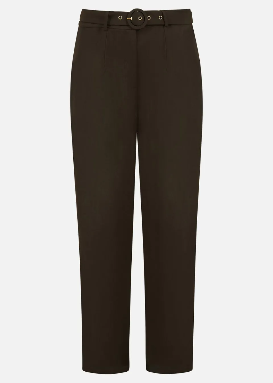 Trousers>Yumi Black Straight Leg Crepe Trousers With Belt