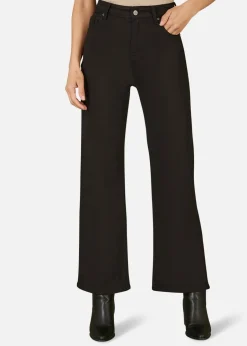Jeans & Jeggings>Yumi Black Stretch Canvas Wide Leg High Waist Jeans