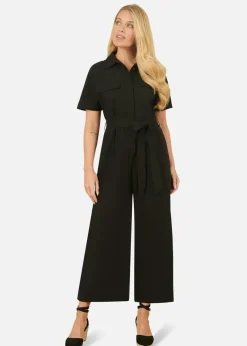 Jumpsuits & Playsuits>Yumi Black Utility Relaxed Fit Jumpsuit
