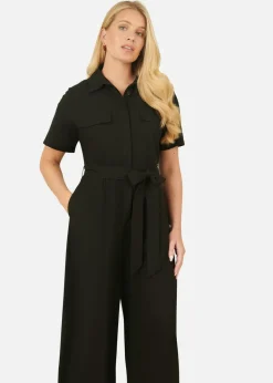 Jumpsuits & Playsuits>Yumi Black Utility Relaxed Fit Jumpsuit