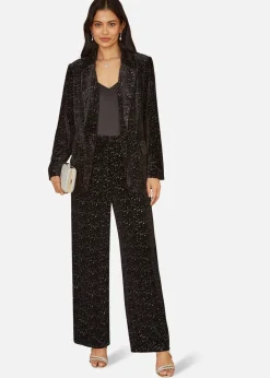 Coats & Jackets>Yumi Black Velvet Sparkle Oversize Blazer