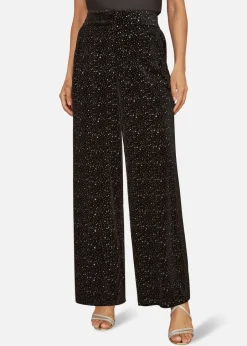 Trousers>Yumi Black Velvet Sparkle Wide Leg Trousers