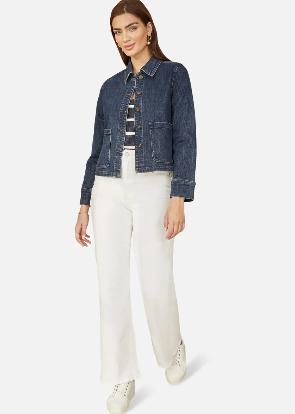 Coats & Jackets>Yumi Blue Denim Jacket With Patch Pockets