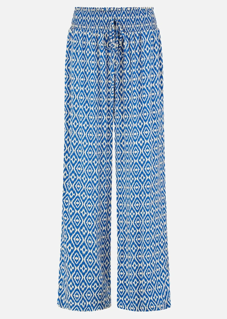Trousers>Yumi Blue Geo Print Relaxed Fit Trousers