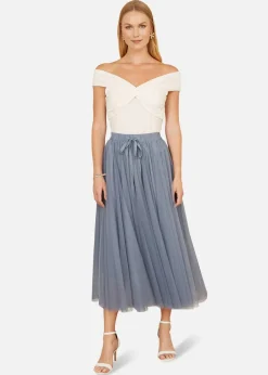 Skirts>Yumi Blue Mesh Tulle Skirt