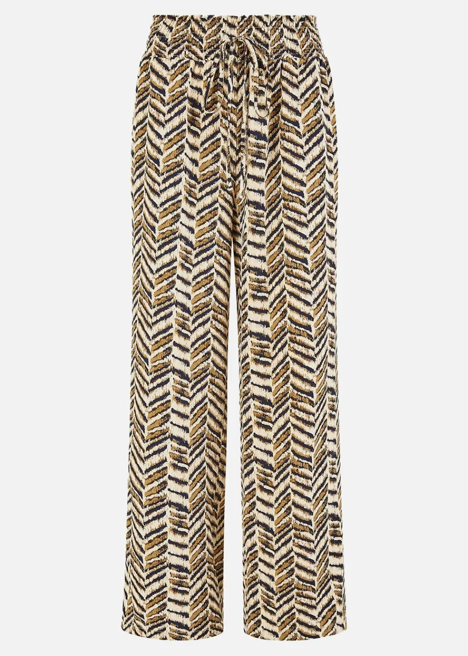 Trousers>Yumi Brown Animal Print Relaxed Fit Trousers