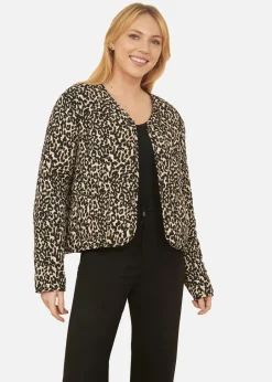 Coats & Jackets>Yumi Brown Leopard Print Boxy Jacket