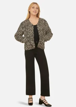 Coats & Jackets>Yumi Brown Leopard Print Boxy Jacket