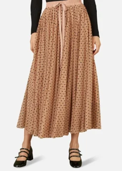Skirts>Yumi Brown Mesh Heart Print Tulle Skirt