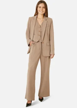 Coats & Jackets>Yumi Brown Pinstripe Blazer