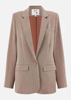 Coats & Jackets>Yumi Brown Pinstripe Blazer