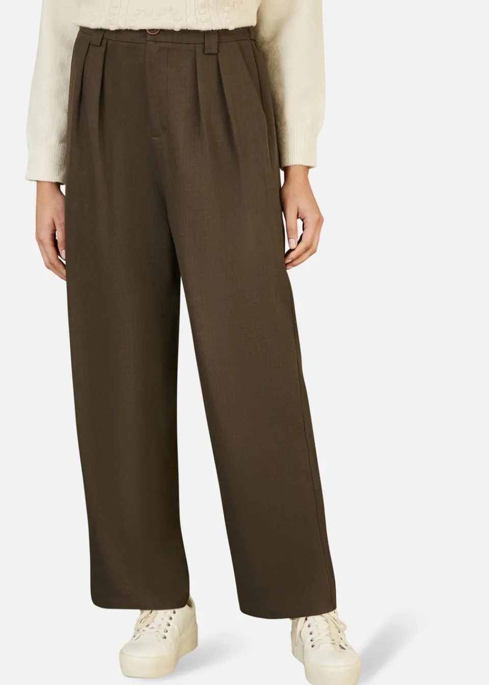 Trousers>Yumi Brown Wide Leg Trousers