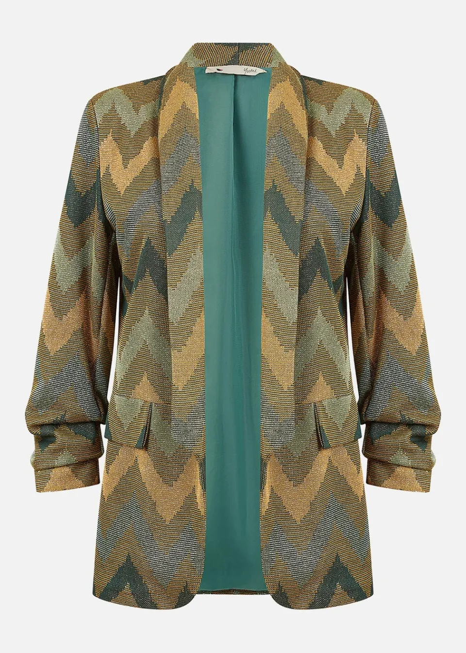 Coats & Jackets>Yumi Green Chevron Relaxed Fit Blazer