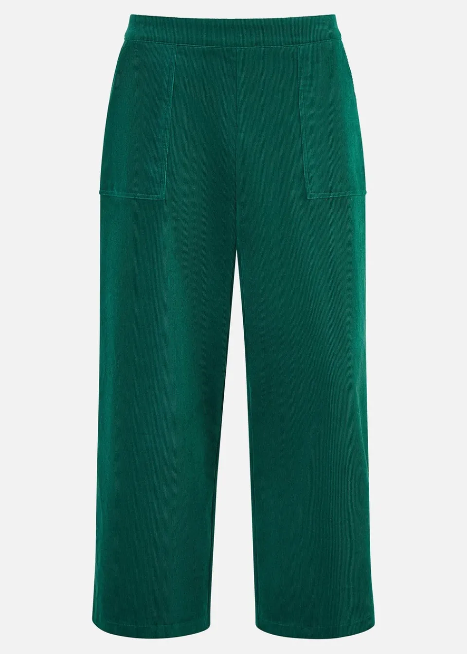 Trousers>Yumi Green Cord Cropped Wide Leg Trousers With Pockets