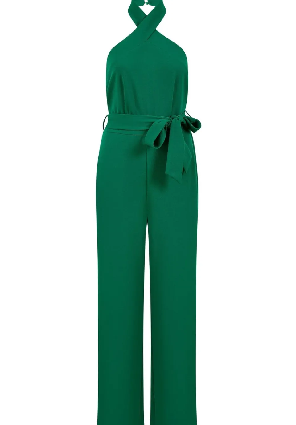 Jumpsuits & Playsuits>Yumi Green Cross Over Halter Neck Jumpsuit