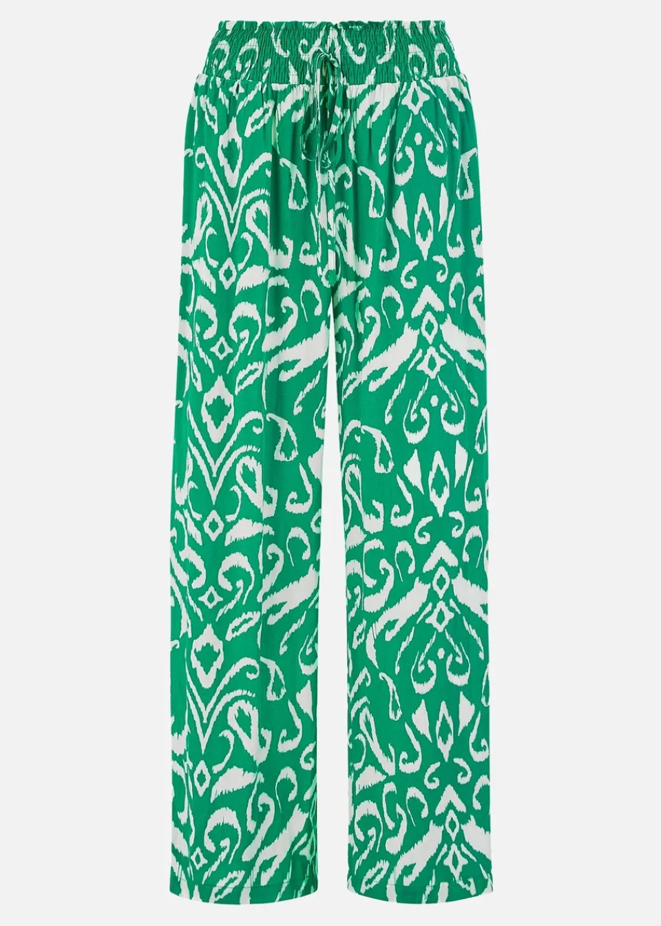 Trousers>Yumi Green Ikat Print Relaxed Fit Trousers