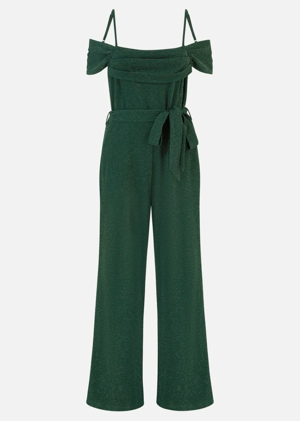 Jumpsuits & Playsuits>Yumi Green Sparkle Stretch Bardot Jumpsuit