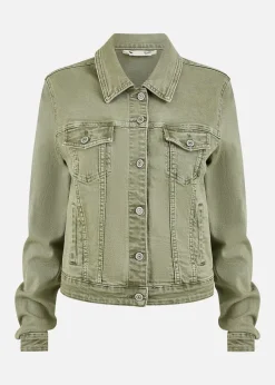 Coats & Jackets>Yumi Stretch Cotton Denim Jacket Green