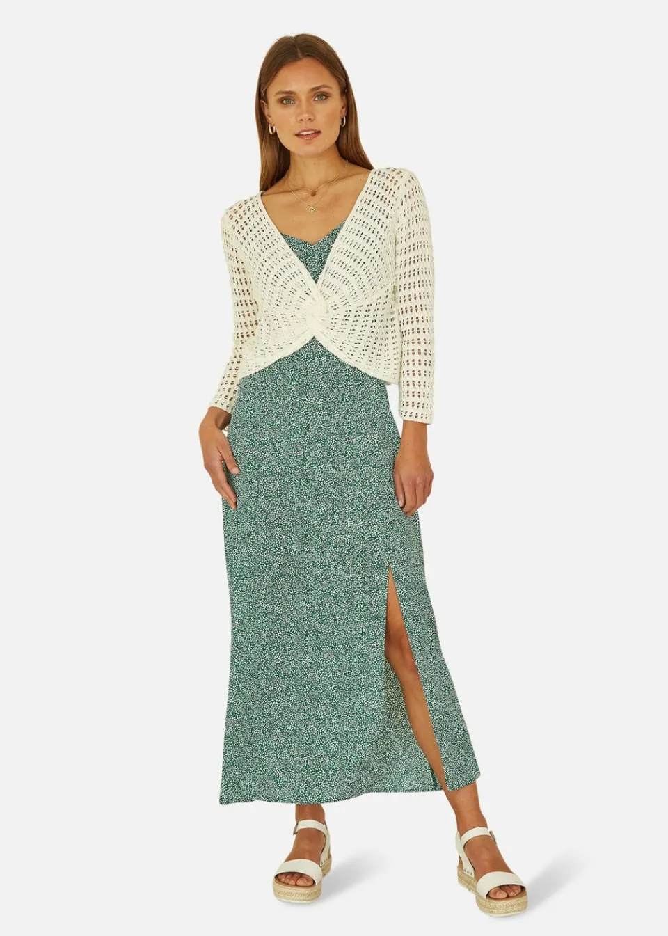 Tops>Yumi Ivory Crochet Cotton Twisted Bolero Top