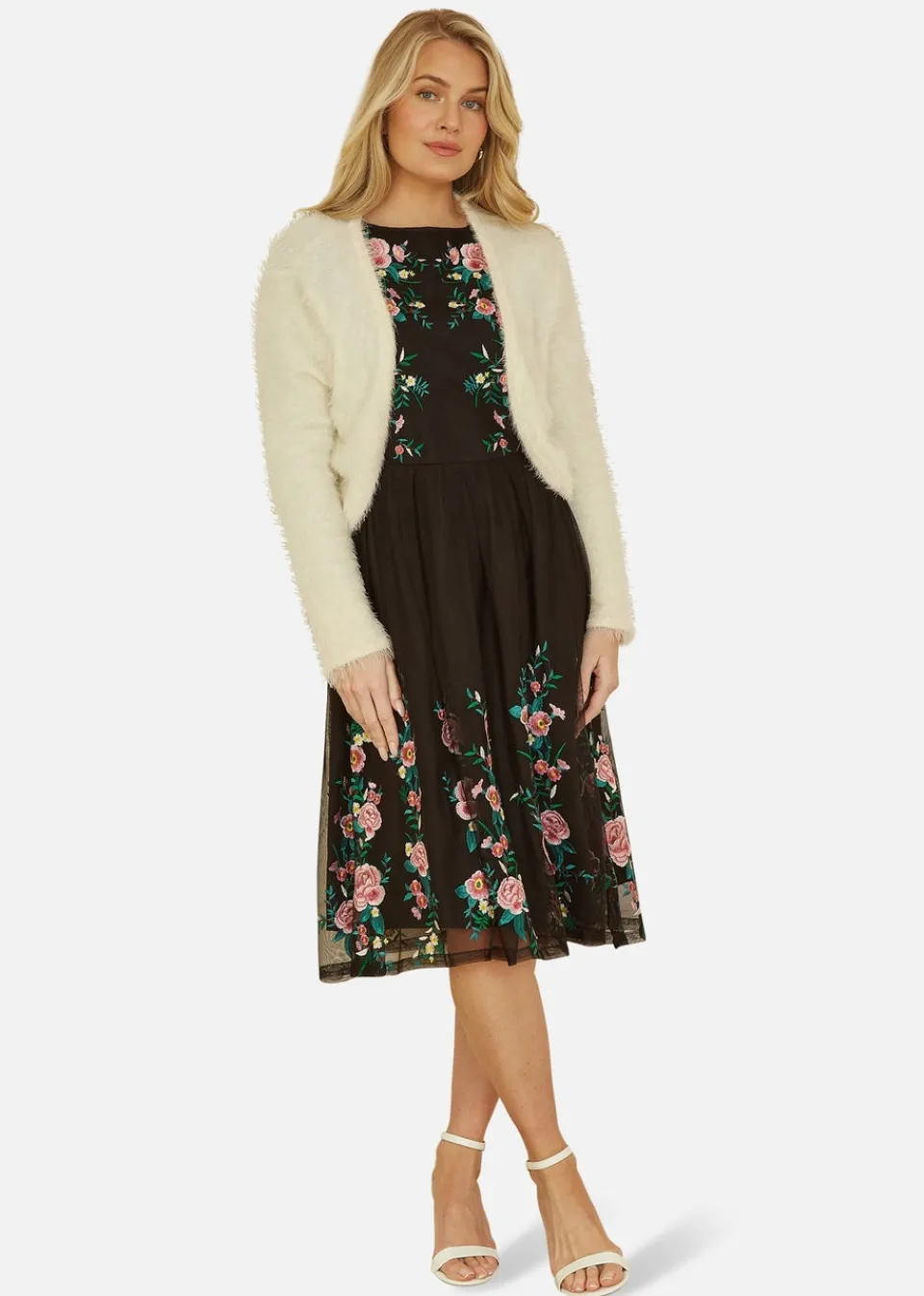 Coats & Jackets>Yumi Ivory Eyelash Knit Bolero