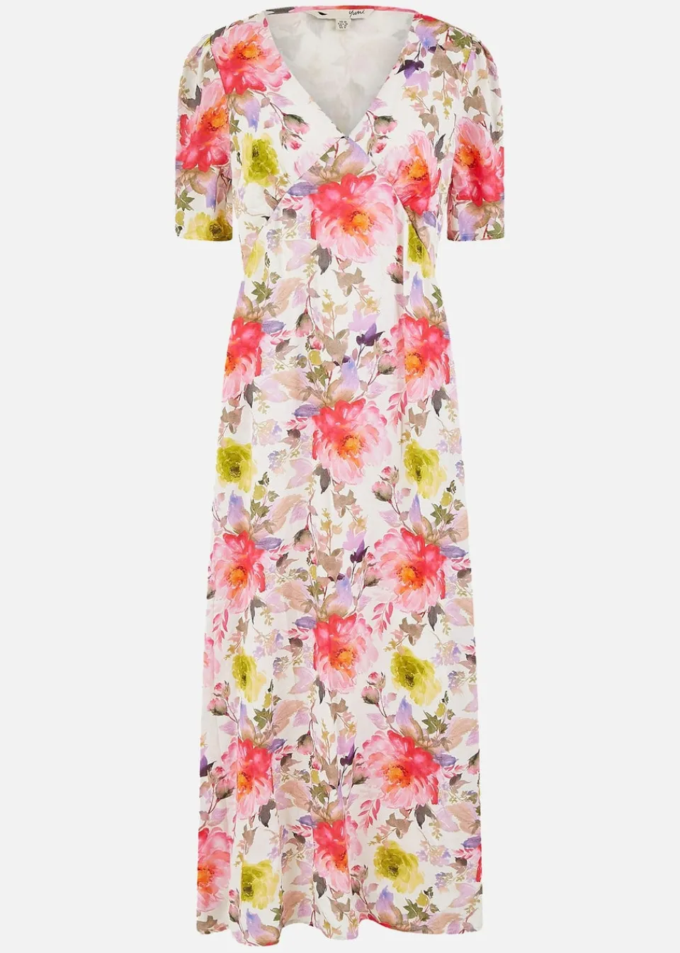 Dresses>Yumi Ivory Floral Midi Dress