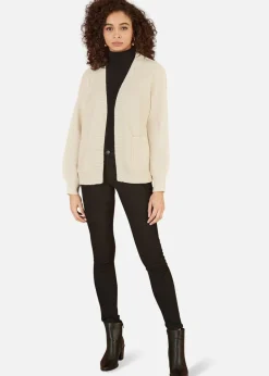 Tops>Yumi Ivory Metallic Slouchy Cardigan With Pockets
