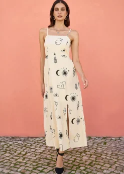 Dresses>Yumi Ivory Mystic Print Midi Sundress