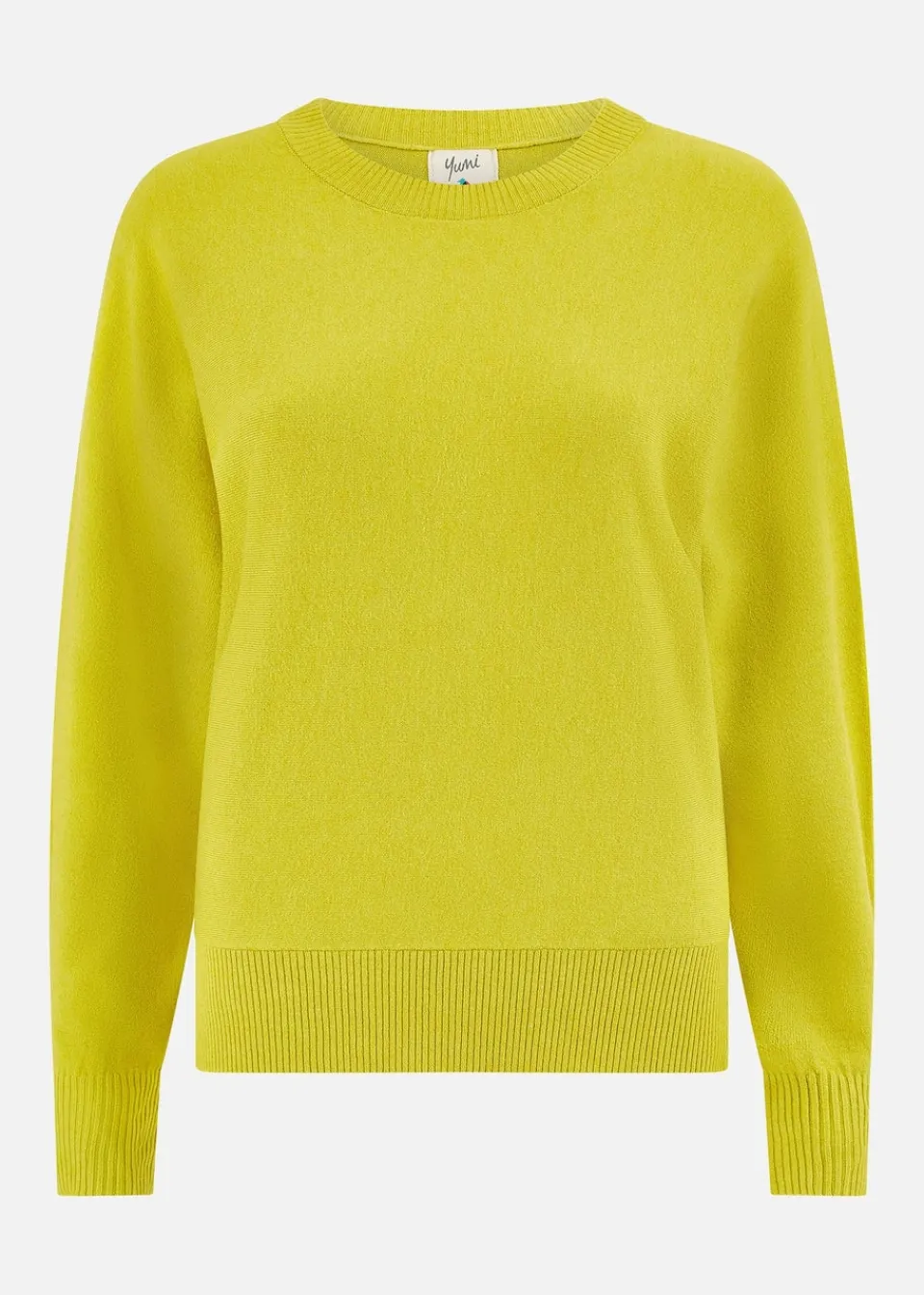 Tops>Yumi Lime Knitted Batwing Jumper