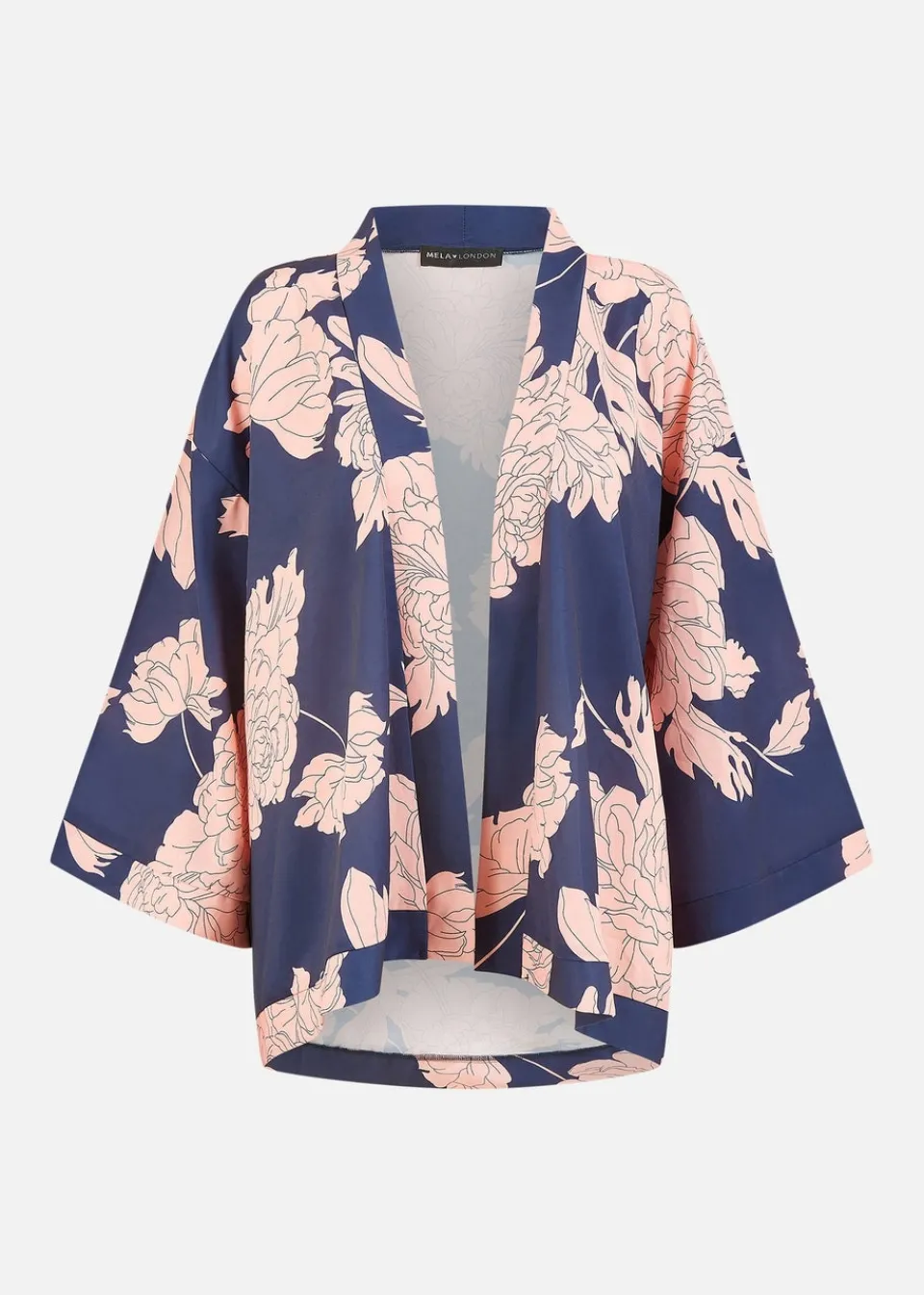 Tops>Yumi Navy Blossom Print Kimono