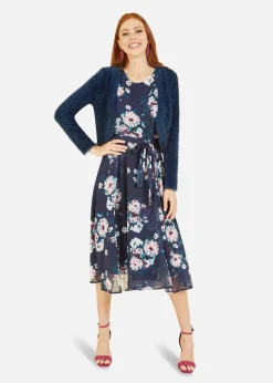 Tops>Yumi Navy Eyelash Knit Bolero