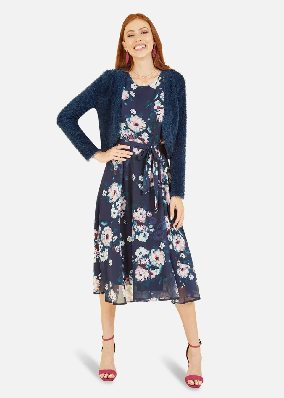 Tops>Yumi Navy Eyelash Knit Bolero