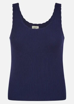 Tops>Yumi Navy Fine Knit Vest Top