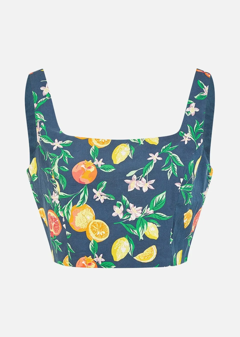 Tops>Yumi Navy Organic Cotton Citrus Print Crop Top