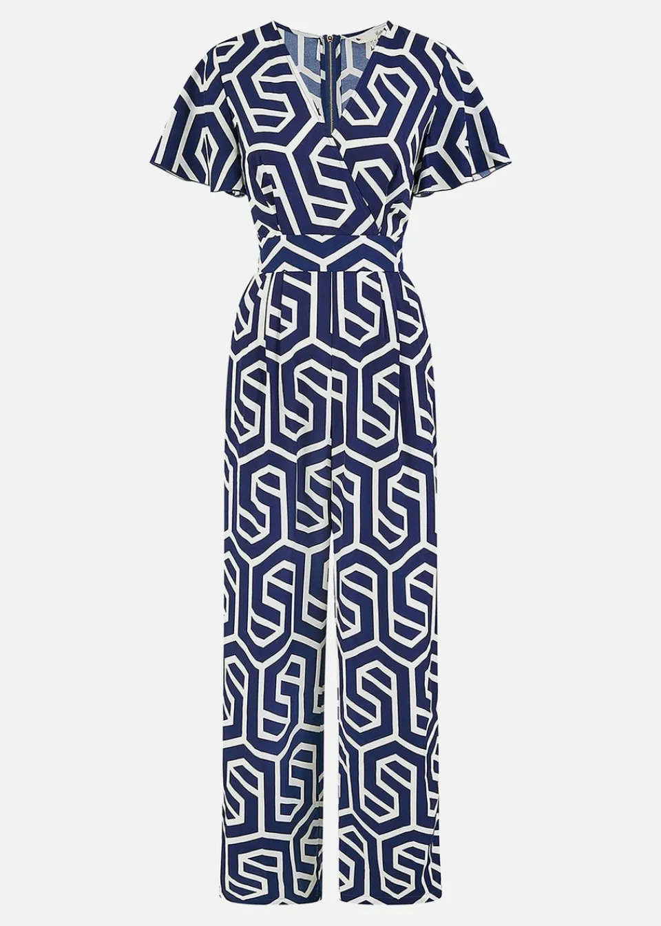Jumpsuits & Playsuits>Yumi Navy Oversize Geo Print Jumpsuit