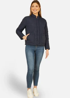Coats & Jackets>Yumi Navy Quilted Short Jacket