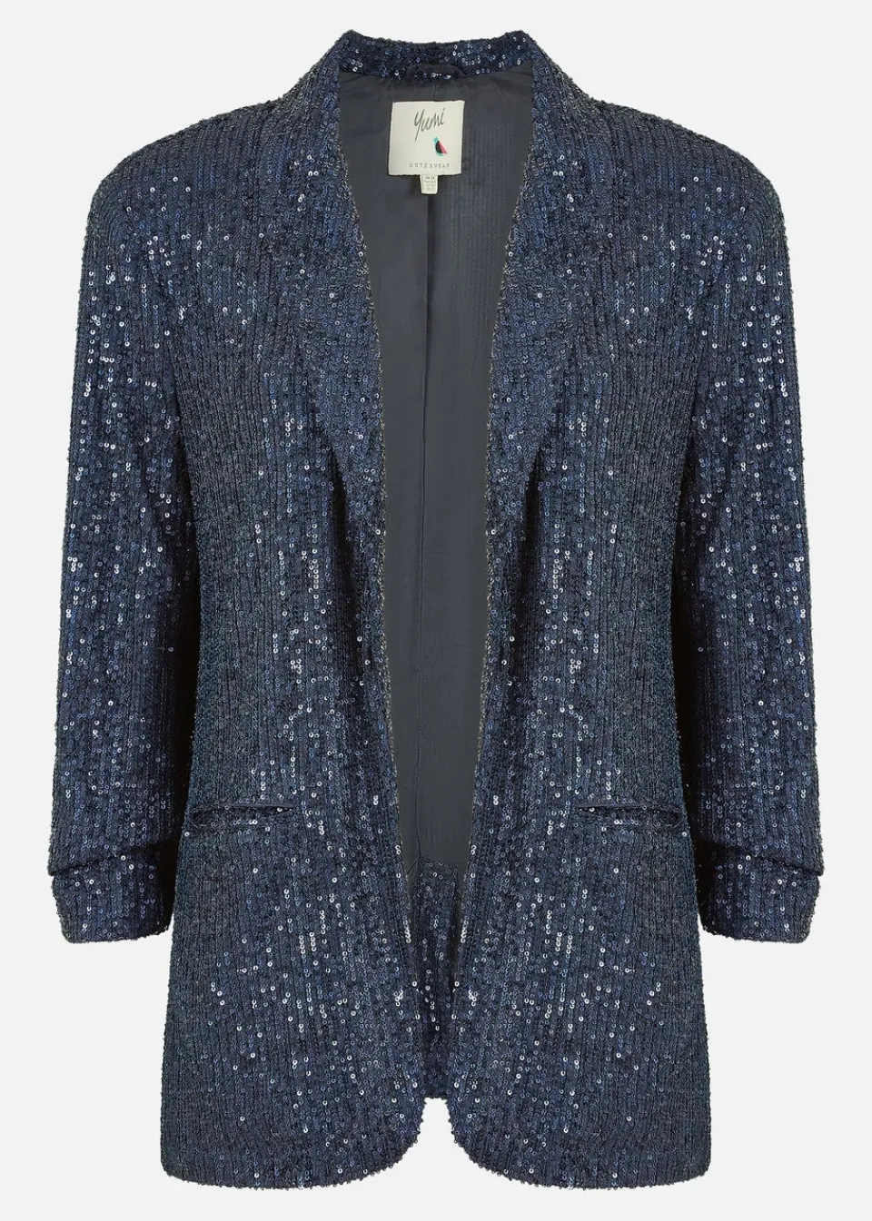 Coats & Jackets>Yumi Navy Sequin Blazer With Pockets