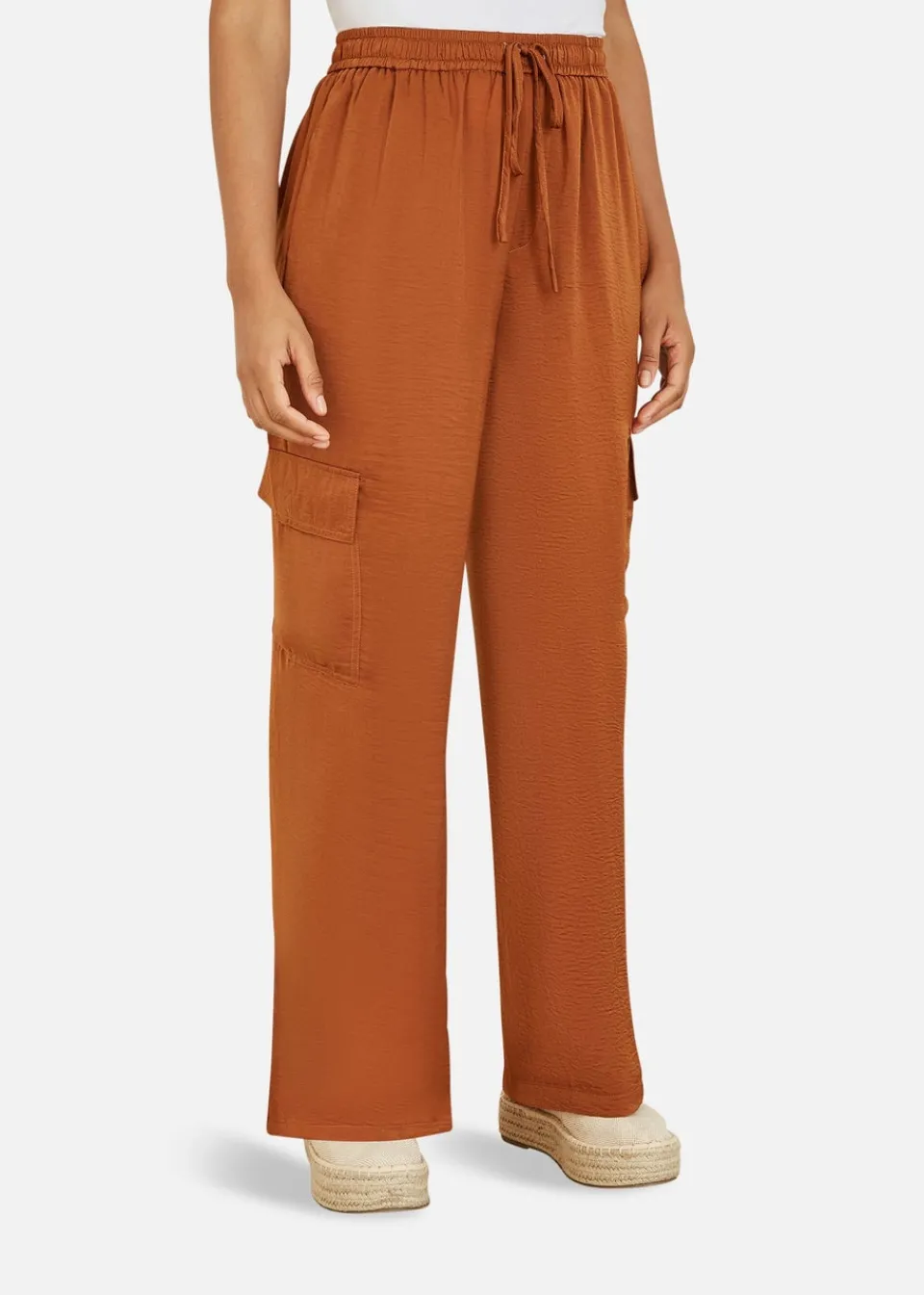 Trousers>Yumi Orange Cargo Trousers
