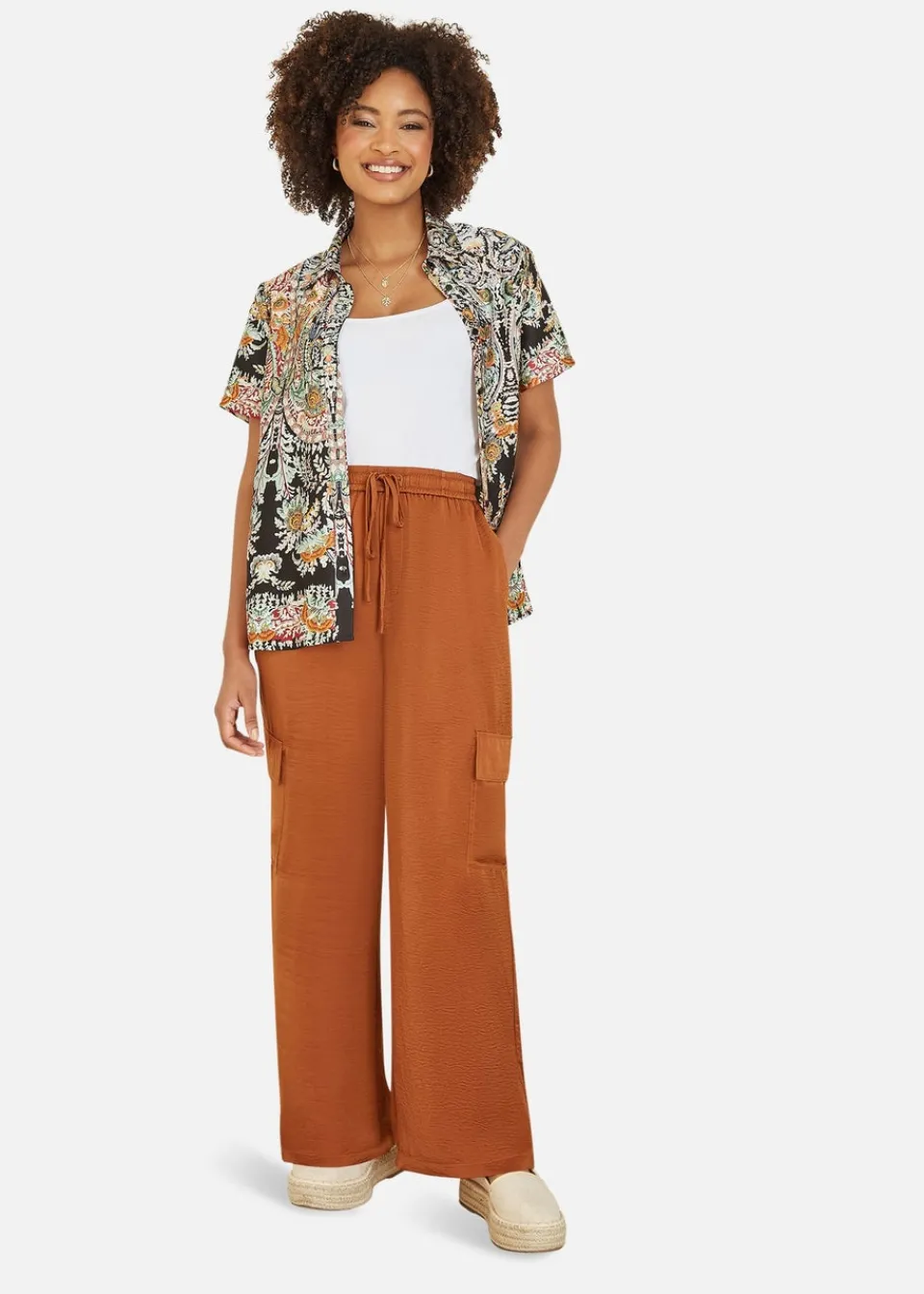 Trousers>Yumi Orange Cargo Trousers