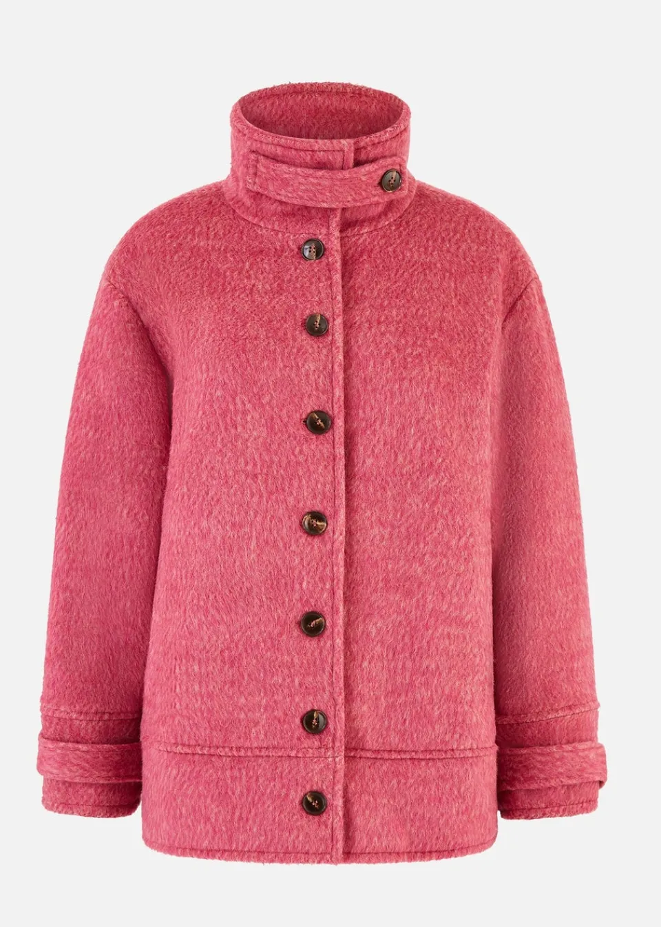 Coats & Jackets>Yumi Pink Oversize Fit Button Up Jacket With High Collar