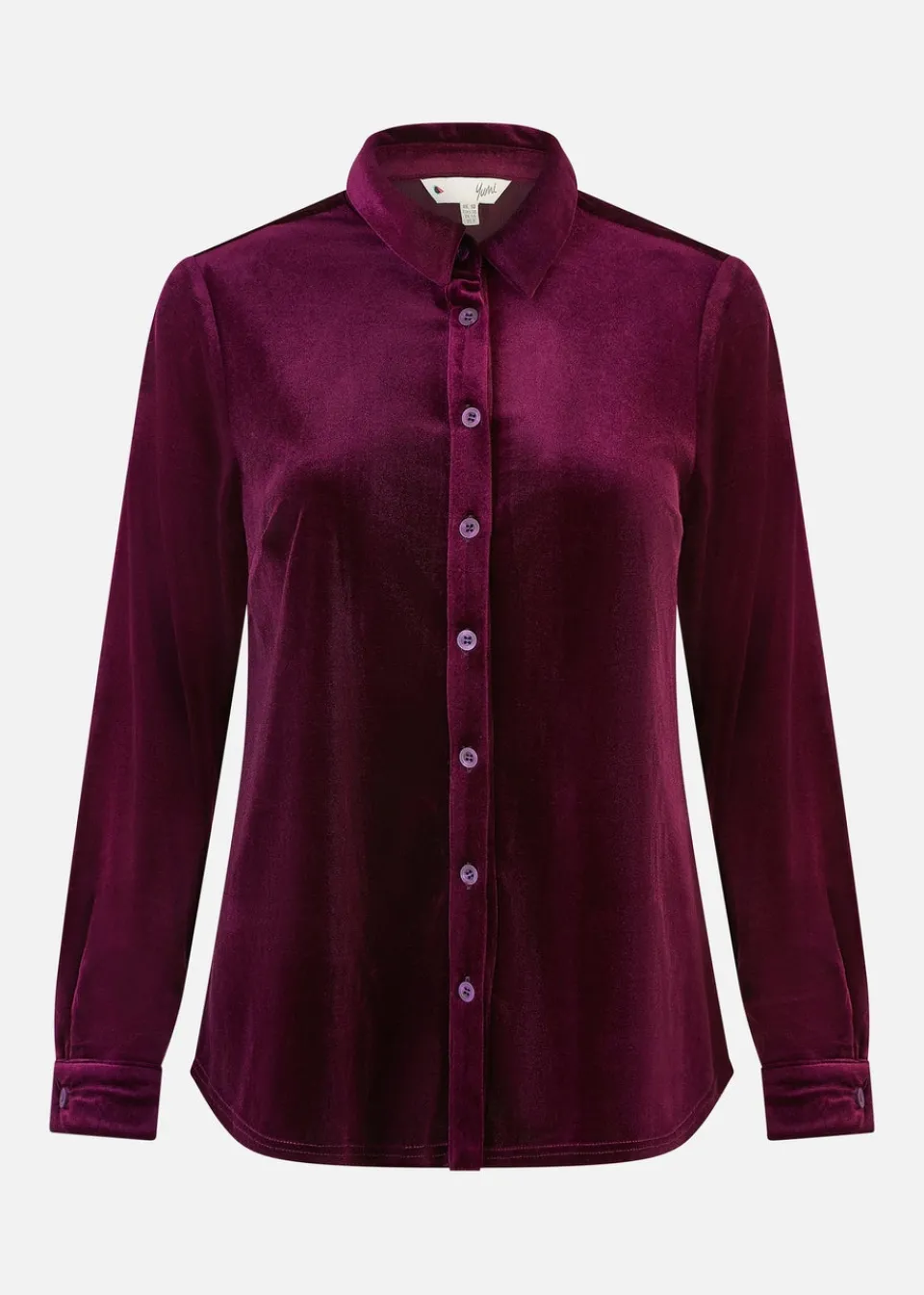 Tops>Yumi Plum Velvet Relaxed Fit Shirt