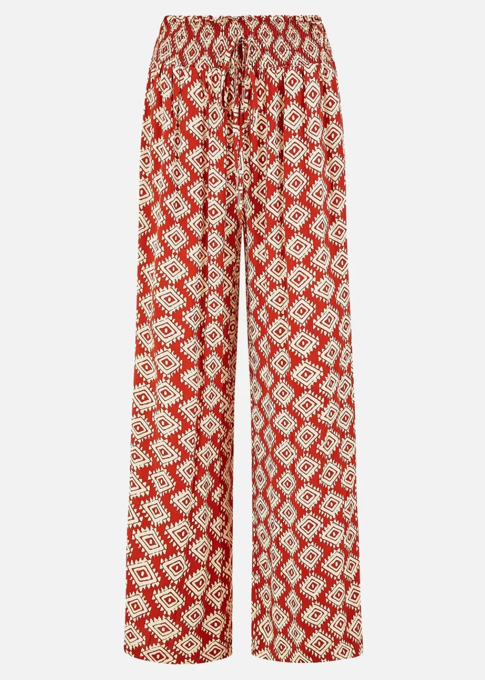 Trousers>Yumi Red Geo Print Relaxed Fit Trousers