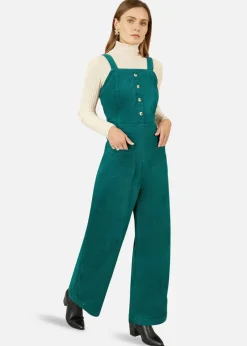 Jumpsuits & Playsuits>Yumi Teal Cord Stretch Dungaree Style Jumpsuit