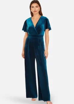 Jumpsuits & Playsuits>Yumi Teal Jumpsuit With Angel Sleeves