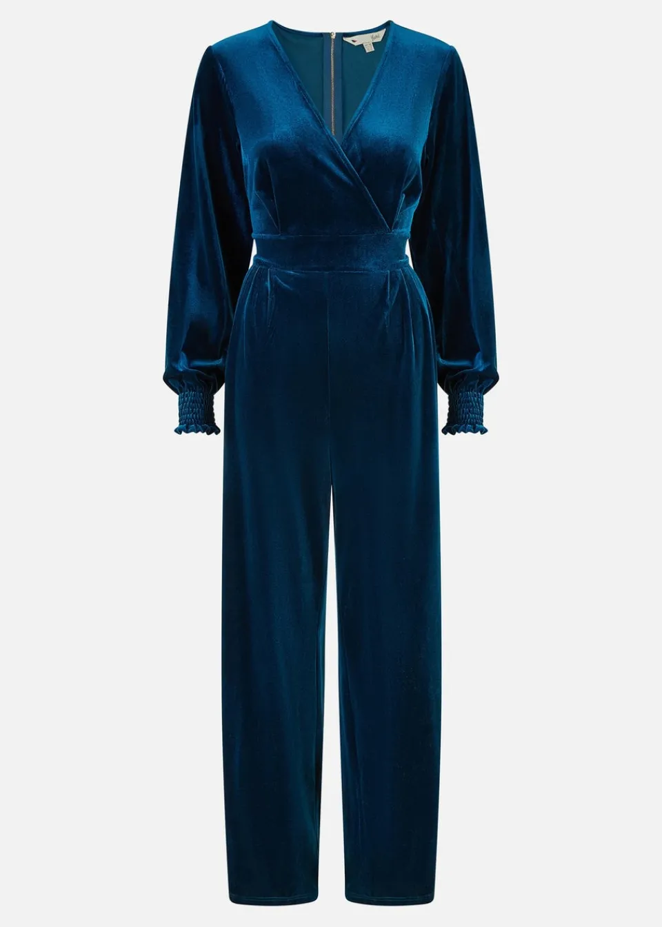 Jumpsuits & Playsuits>Yumi Teal Velvet Long sleeve Jumpsuit