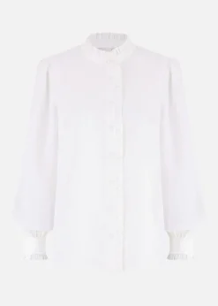 Tops>Yumi White Frill High Neck Shirt