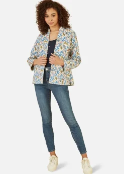 Coats & Jackets>Yumi White Leopard Print Reversible Cotton Cropped Quilted Jacket