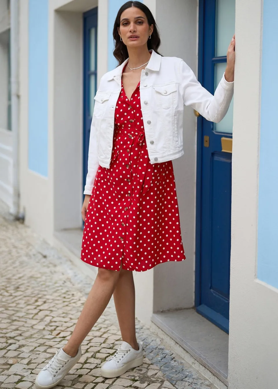 Coats & Jackets>Yumi White Stretch Cotton Denim Jacket White-White
